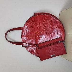 Carlos by Carlos Santana 2-in-1 Red Round Tote wristlet purse bag crossbody